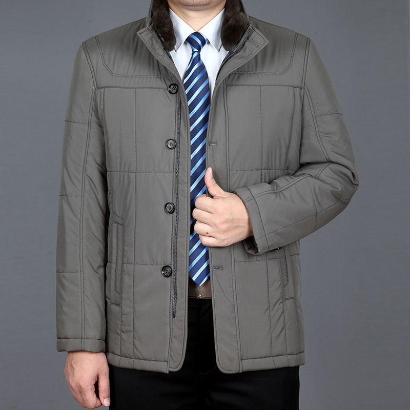 清仓秋冬中年男士轻薄棉衣爸爸立领棉服外套中老年宽松爸爸棉袄