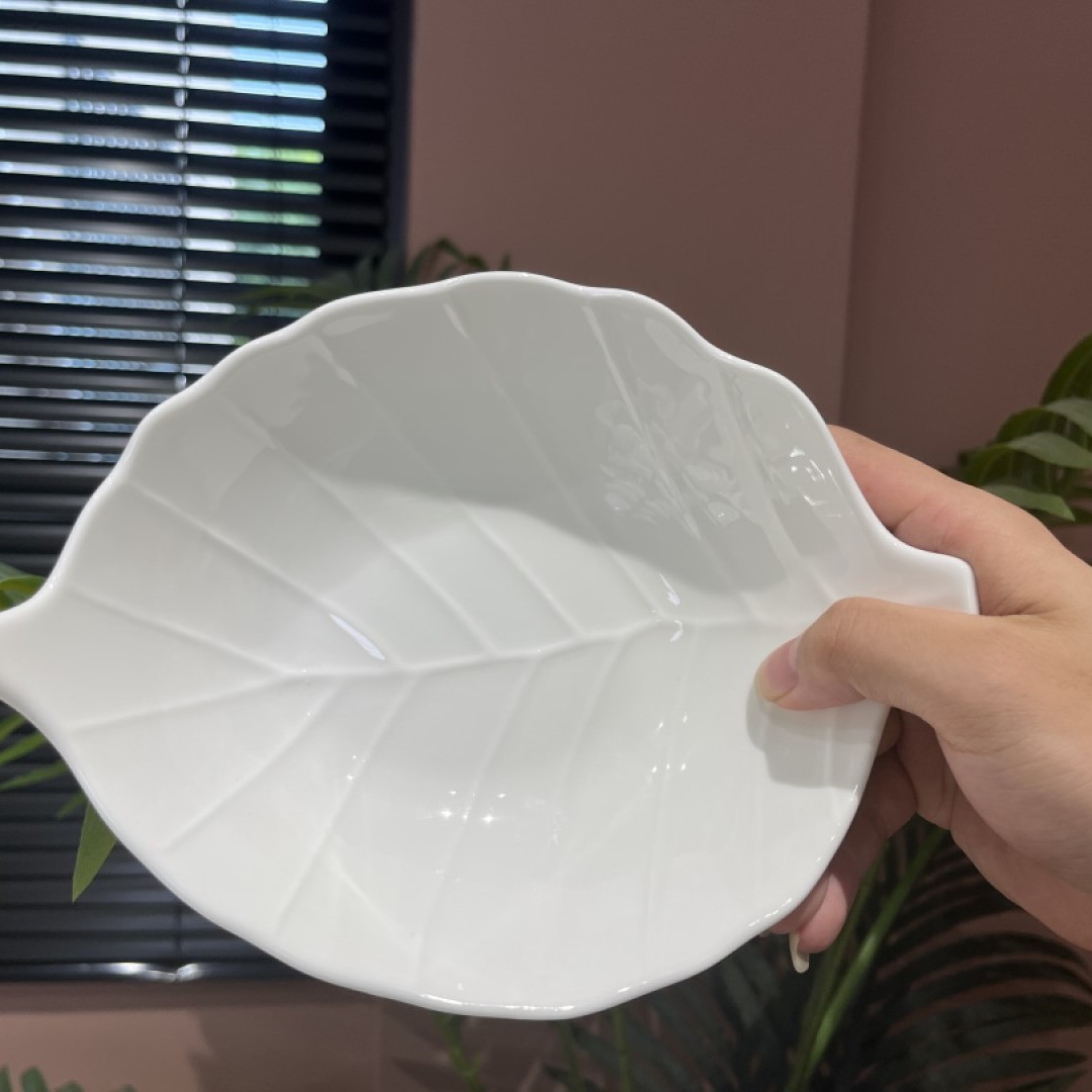 【双耳树叶盘】创意家用菜盘水果意面盘沙拉盘炒菜盘餐盘景德镇纯白