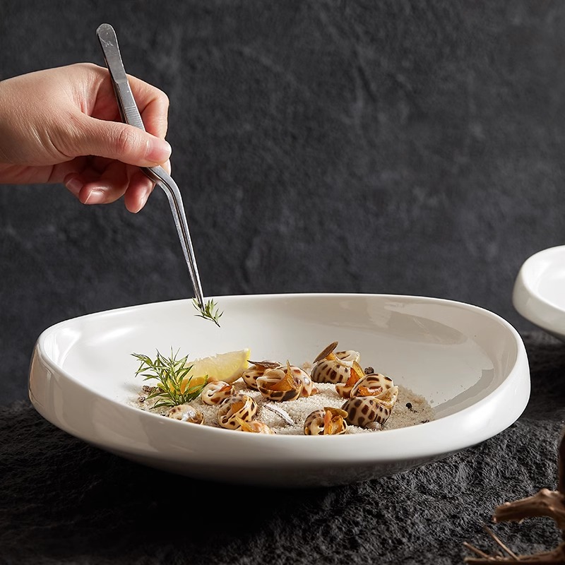异形盘子菜盘家用不规则汤盘创意水果沙拉盘陶瓷加厚浅盘深盘风季