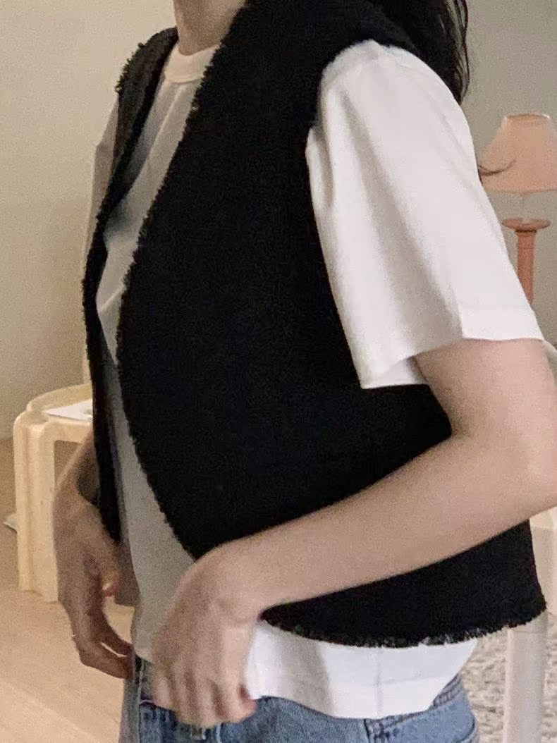 TAF韩国东大门气质复古百搭流苏边设计马甲外套  ZZ-248025