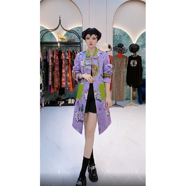 YJ-《紫色韵味》W3002 时尚气质潮流设计感韩版中长款外套