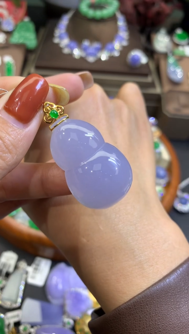 【闪购商品】翡翠颈饰18K金镶嵌天然A货翡翠