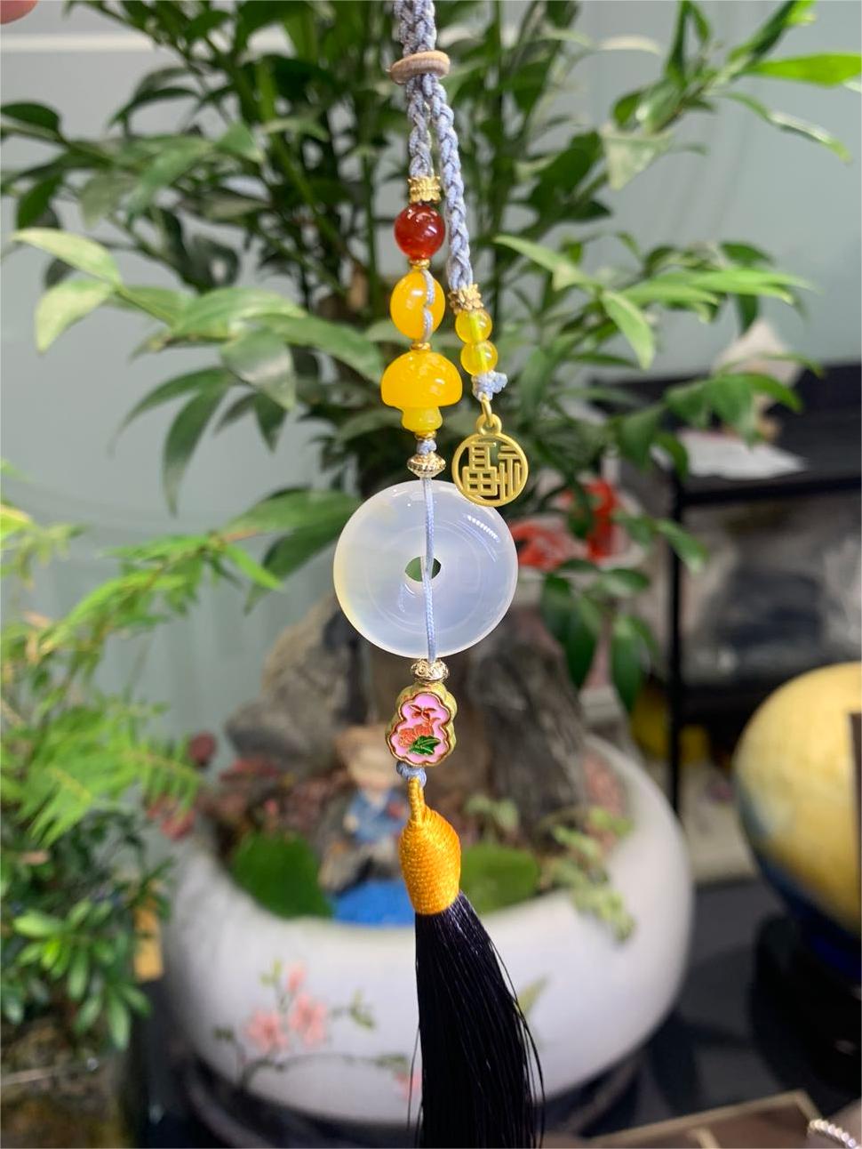 平安扣车挂包挂 天然玛瑙