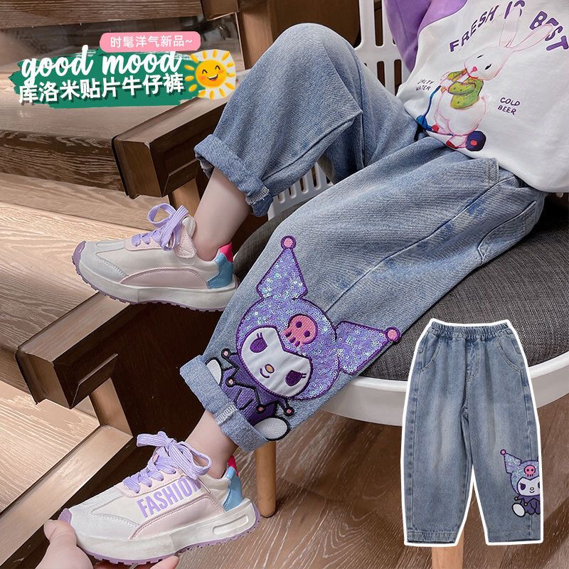 女童牛仔裤春秋款2025新款女孩宝宝洋气宽松裤子儿童小女孩牛仔裤