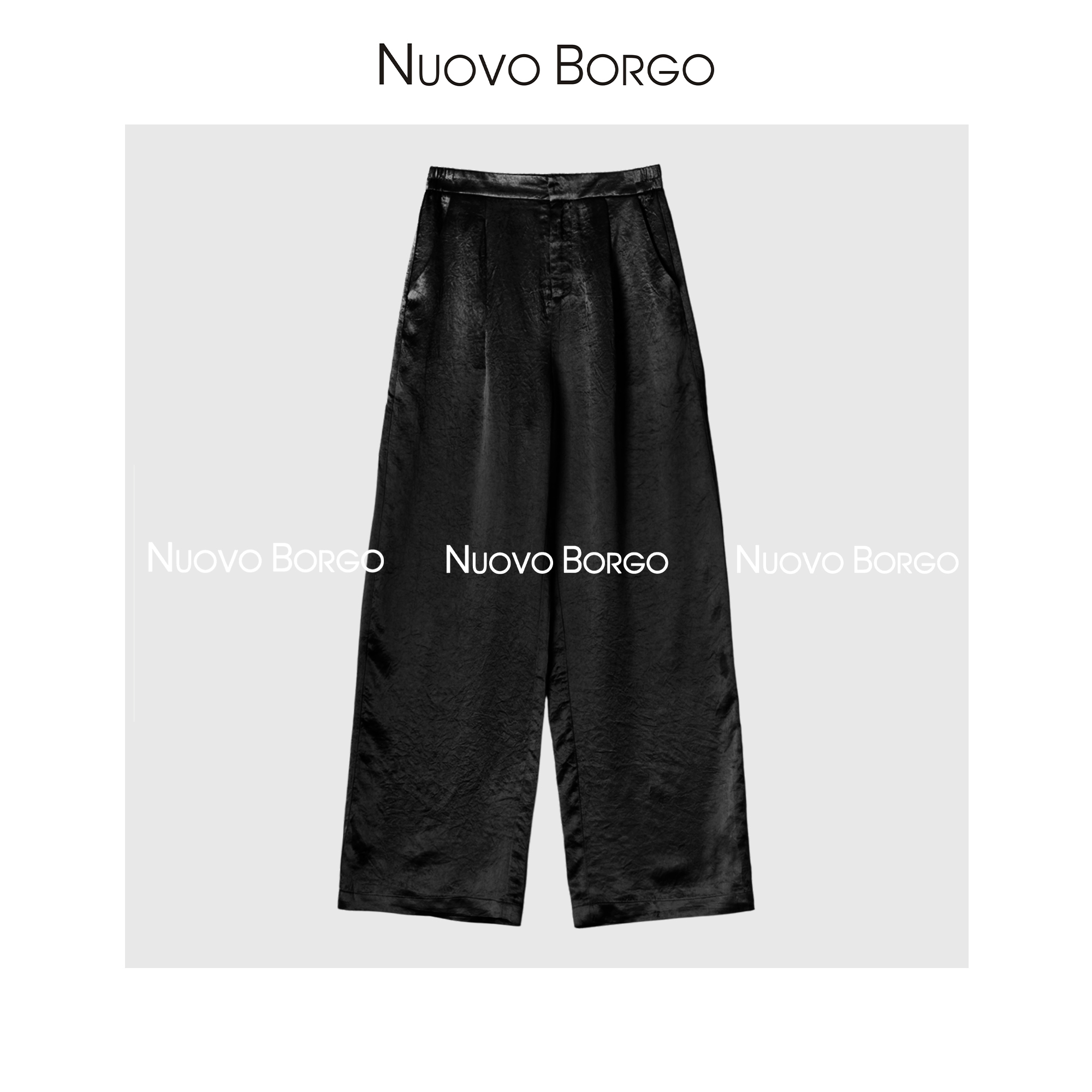 Nuovo Borgo 光泽质感醋酸裤褶皱凉感阔腿裤垂感休闲裤 H181/6807