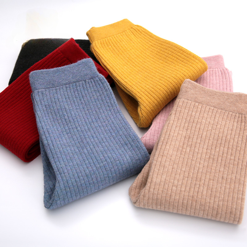 秋冬新款儿童打底裤男女童羊毛裤中大童羊绒毛线裤宝宝针织保暖裤