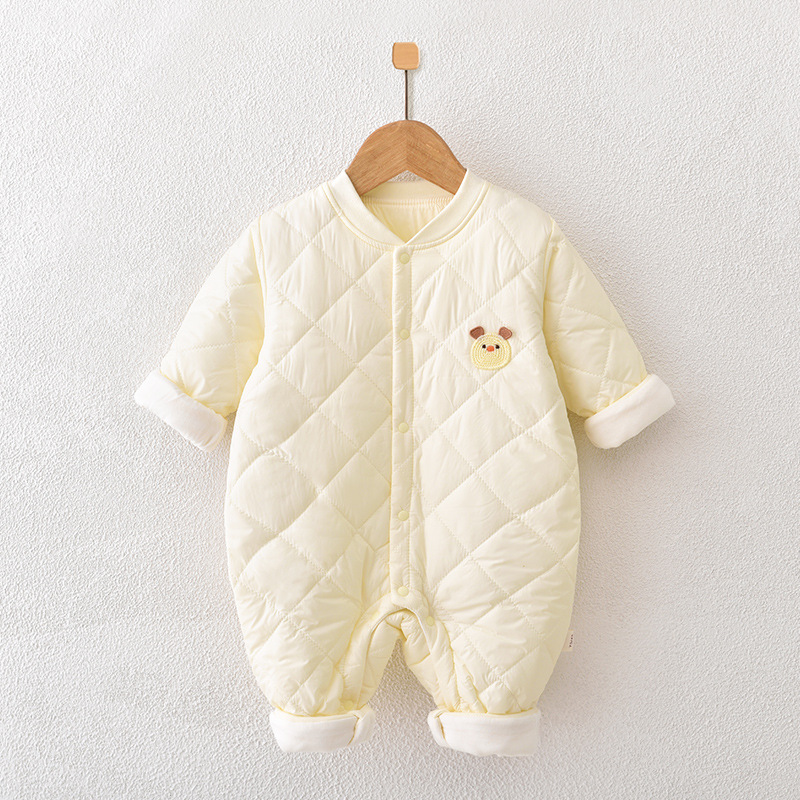 婴儿连体棉衣夹棉加厚秋冬季哈衣宝宝衣服保暖爬服新生儿外出服