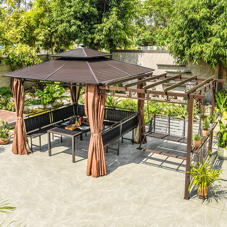 【红兵户外】葡萄架凉亭帐篷庭院爬藤架秋千别墅院子镀锌遮阳棚亭子