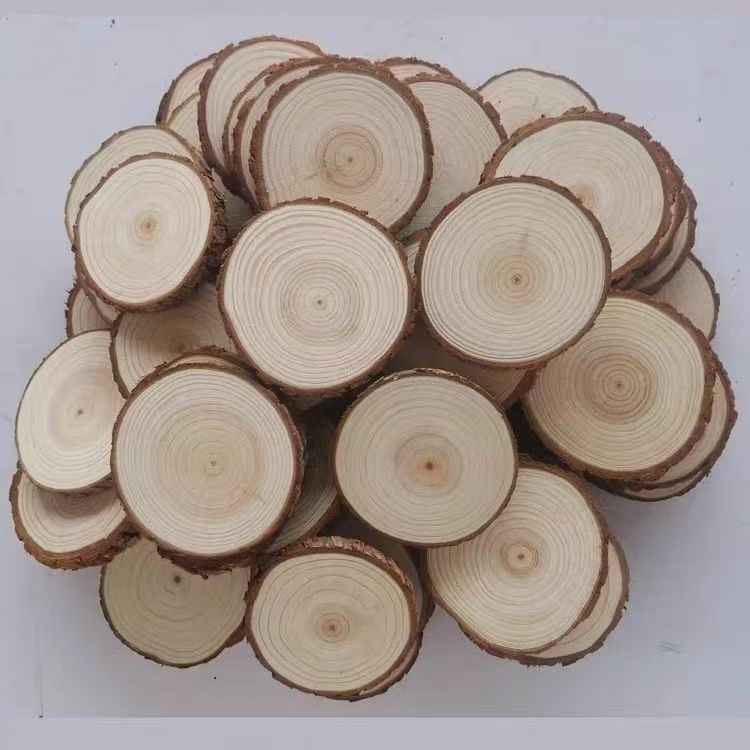圣诞节圣诞树diy配件底座树杆原木片圆木头手工松木原切圆木片松