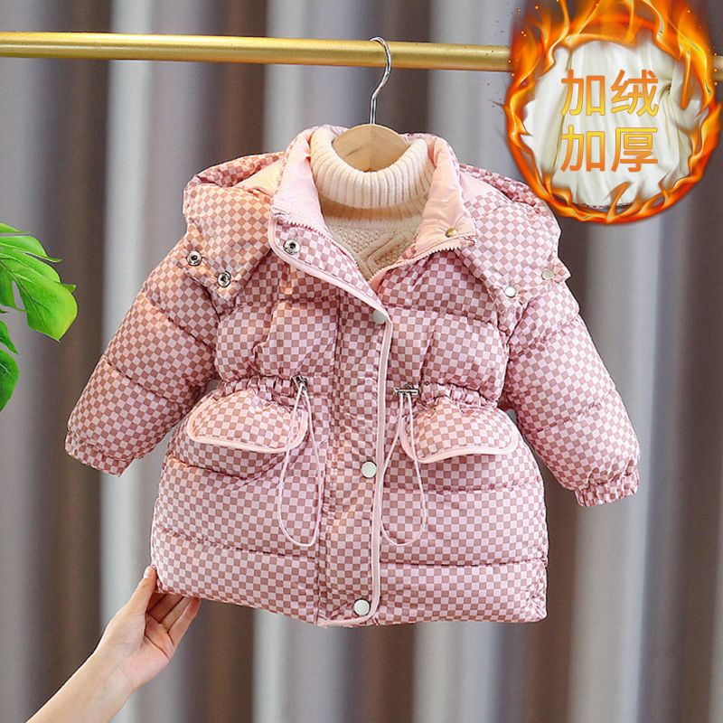 【小扬哥推荐】女童棉服2023冬装新款收腰洋气儿童棉袄中长款童装