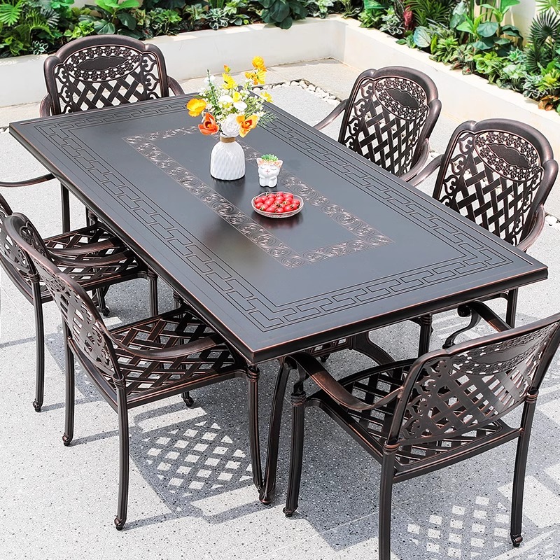 户外铸铝桌椅3D雕刻桌子庭院阳台桌椅休闲加厚家用别墅室外桌椅子