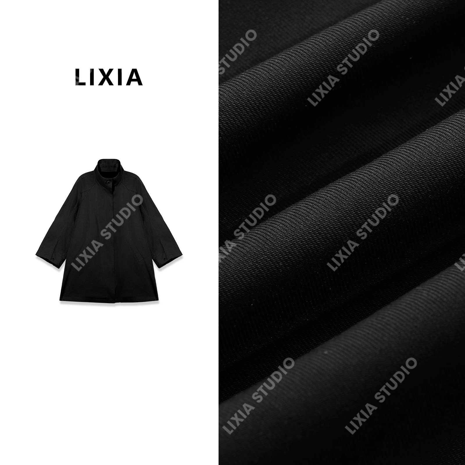LIXIA【蒙克】韩系设计师ins款中长款酷飒风衣-A6770