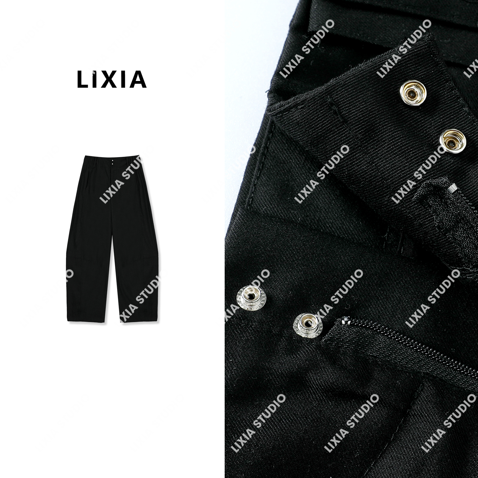 LIXIA【独家记忆】ins潮设计师款时尚香蕉西裤-A6087