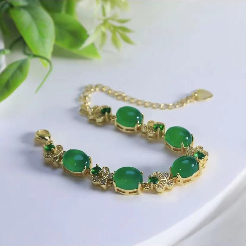 天然冰阳绿蝴蝶手链 F1277