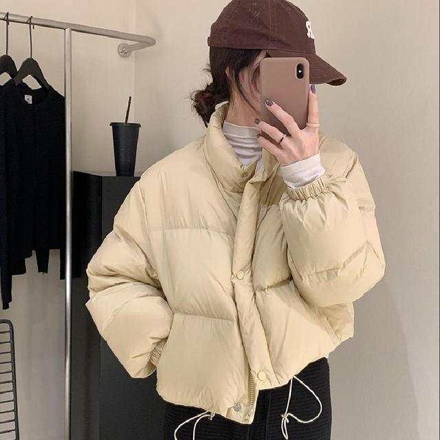 冬季爆款设计感抽绳短款轻薄羽绒服女2023新款加厚小个子保暖外套