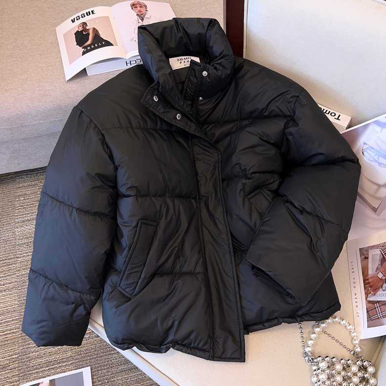 新款2023羽绒服年新款服女短款小众面包服学院风韩版立领袄外套