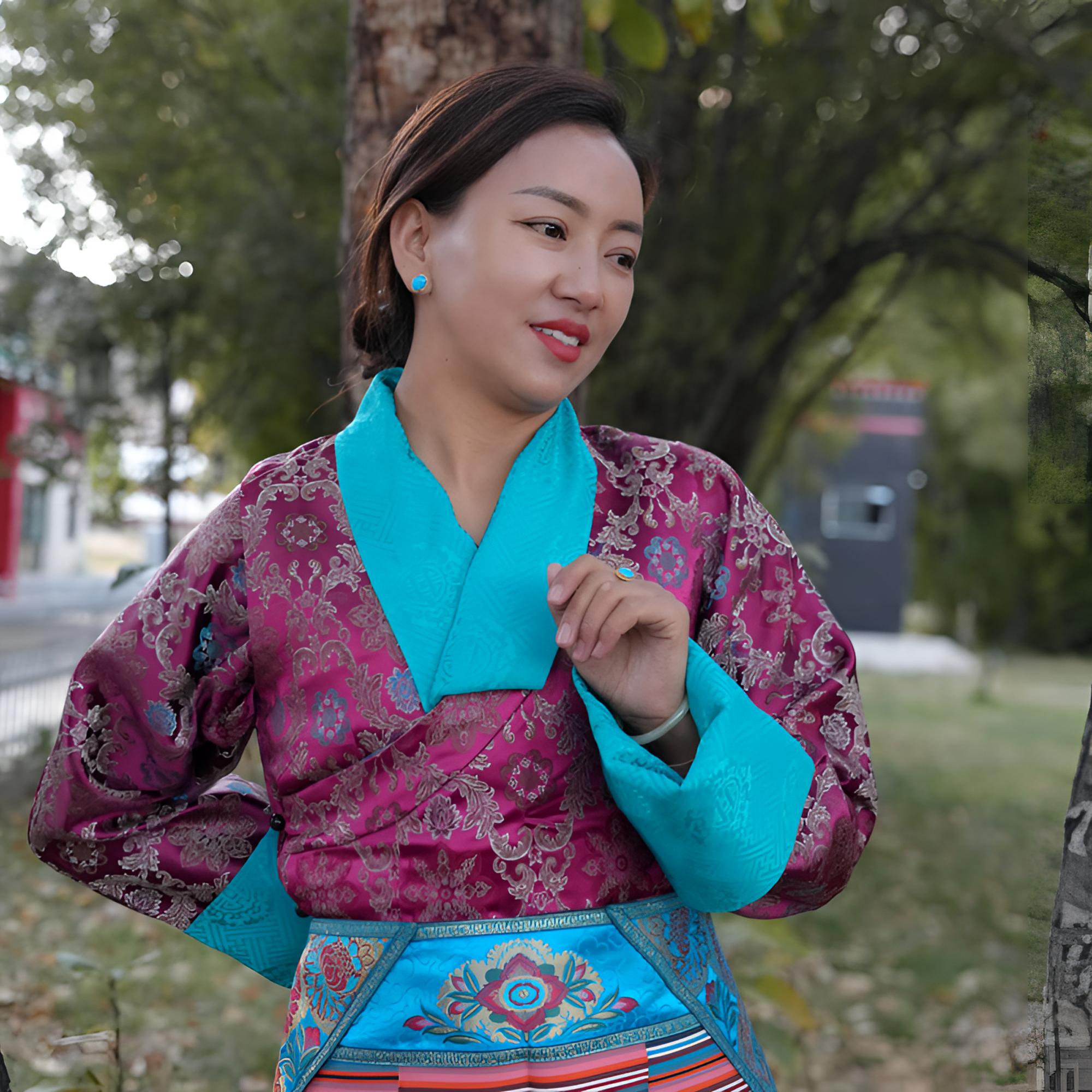 民族服装缎面藏袍拉萨服四季款民族风藏式女款传统好看更美丽