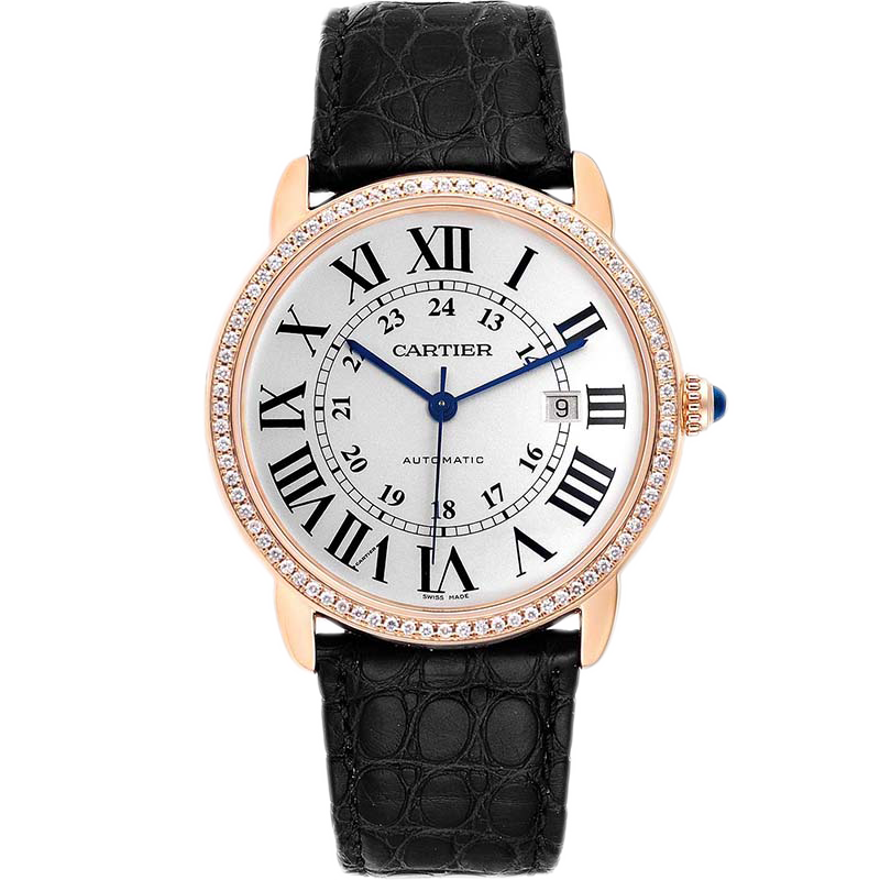 99新 Cartier/卡地亚 伦敦玫瑰金镶钻/42mm/W6701009皮带机械男表