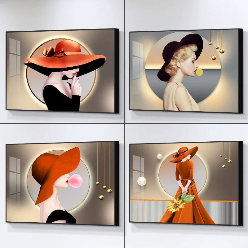 客厅卧室床头美女人物装饰画主卧轻奢客厅背景墙壁画