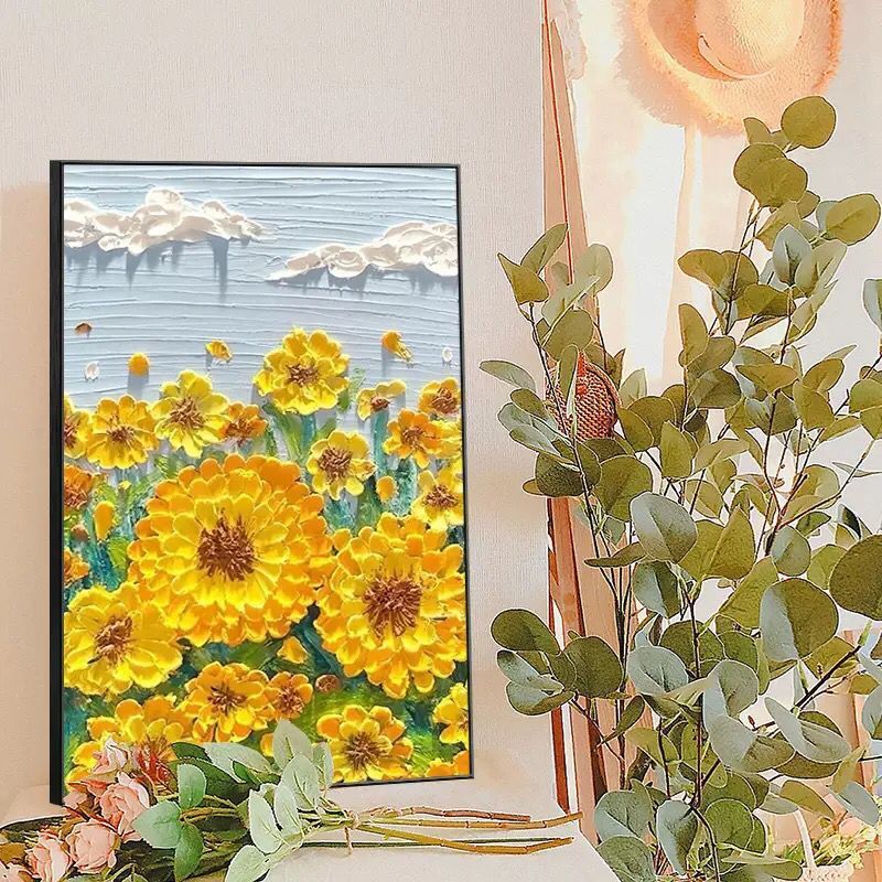 （平面画！）ins风肌理感装饰画治愈系温馨女孩卧室床头花卉艺术挂画