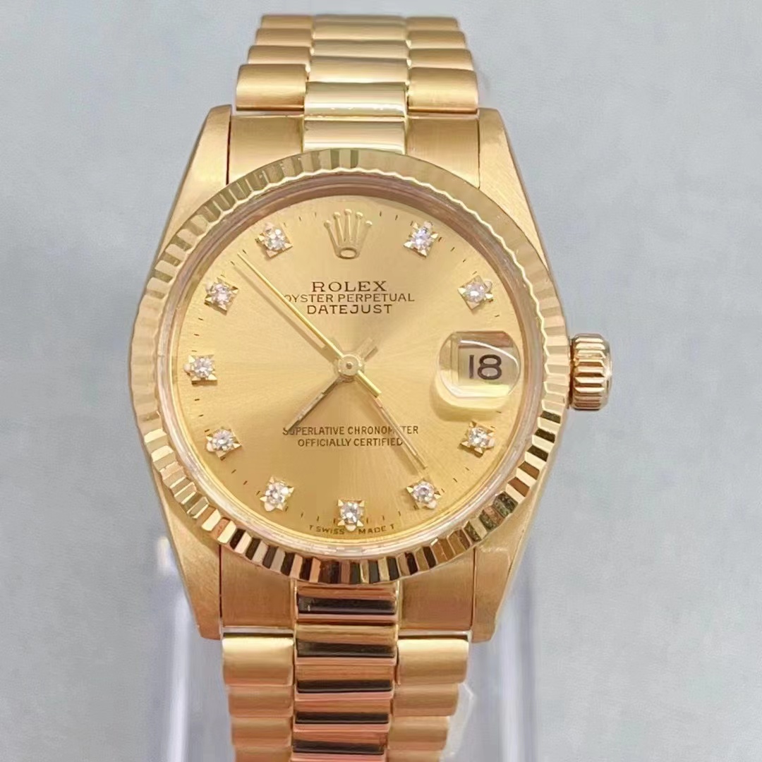95新 Rolex/劳力士 68278原镶钻18k黄金材质自动机械机芯女士腕表