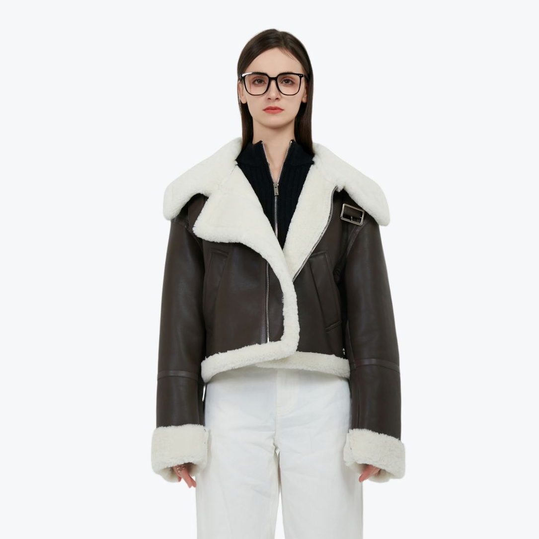 YASTIANO设计师款PU皮质黑色棕色外套