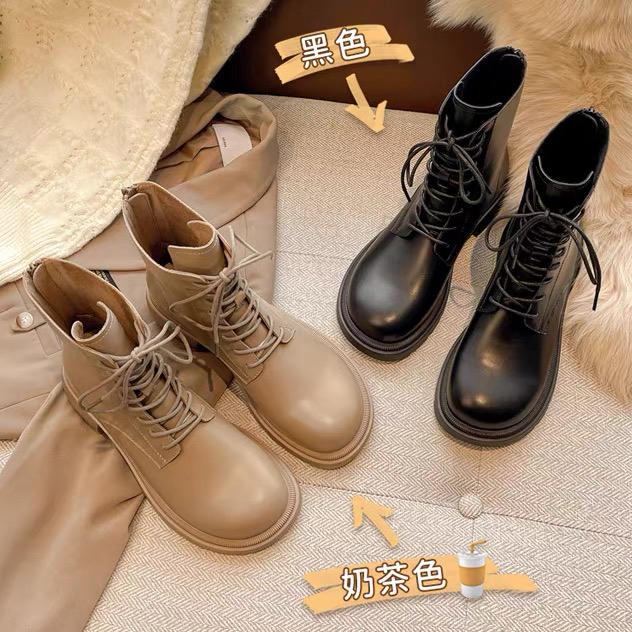 新疆【3厘米】新款女鞋圆头马丁靴2025秋季单靴平底短靴女靴3331