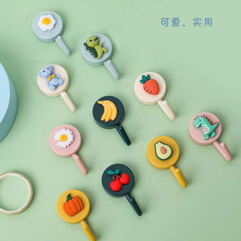 可爱创意强力免打孔无痕粘胶宿舍卧室浴室厨房门后墙壁美粘贴挂钩