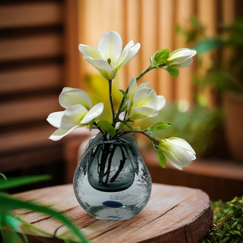 创意轻奢设计师冰裂纹琉璃插花花瓶摆件客厅玄关茶几花器装饰品