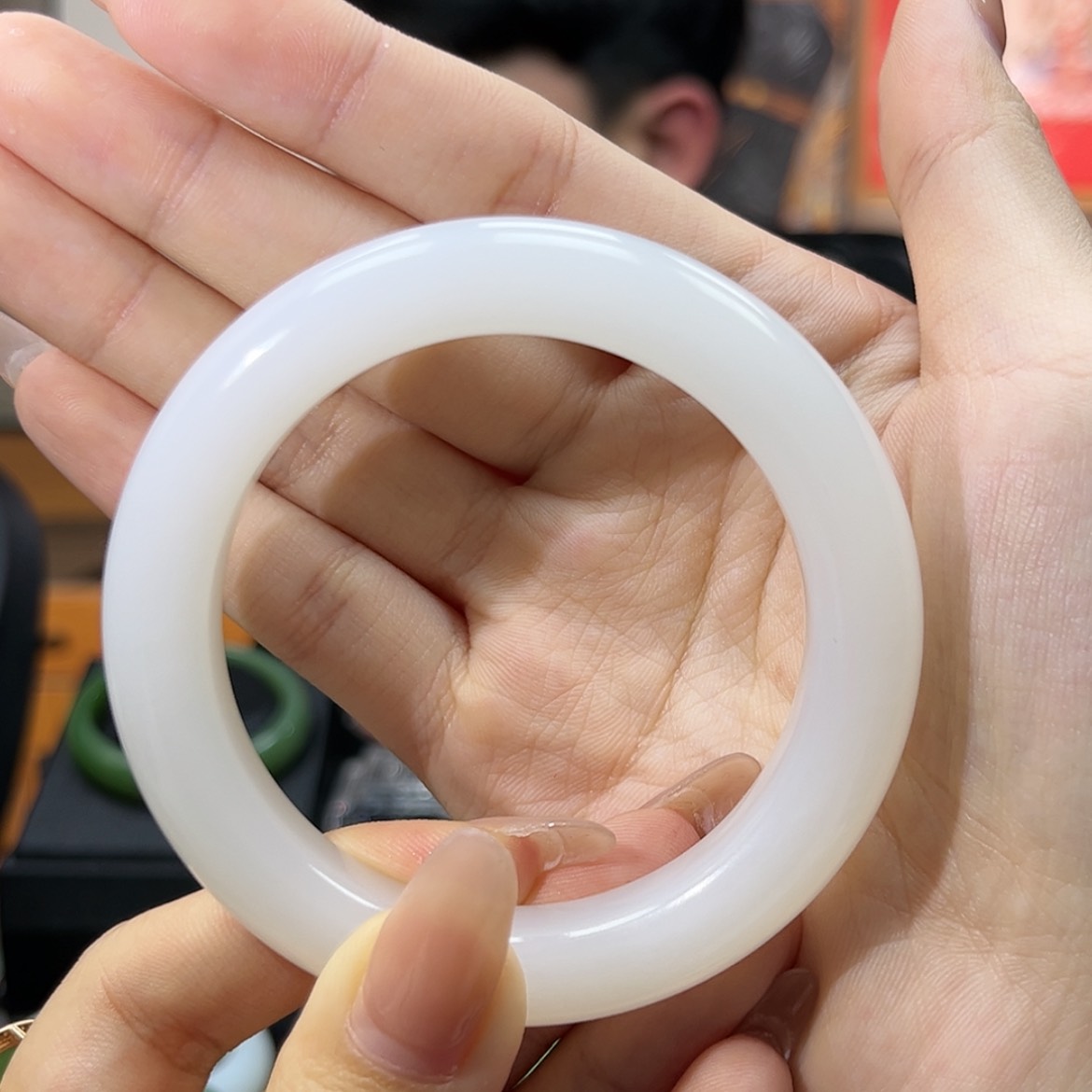 【闪购商品】和田玉白玉手镯未镶嵌果**涵56.8