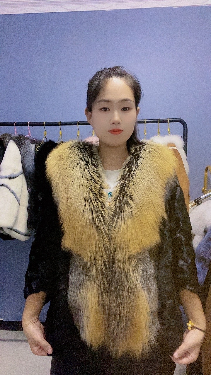 狐狸毛毛原色大门襟水貂毛毛轻奢女装洋气外套时尚时尚气质设计师