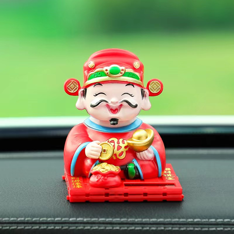 11太阳能摇头财神爷摆件汽车饰品创意（不用电池不充电）
