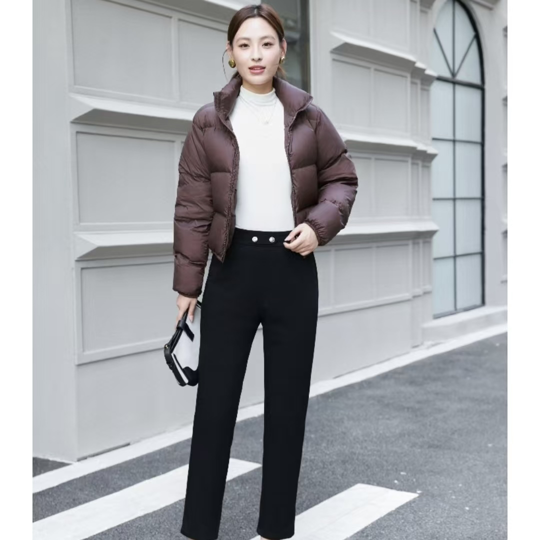 【名角服饰】【8600款烟管鹅绒裤】时尚潮流加绒黑色冬季女款鹅绒裤
