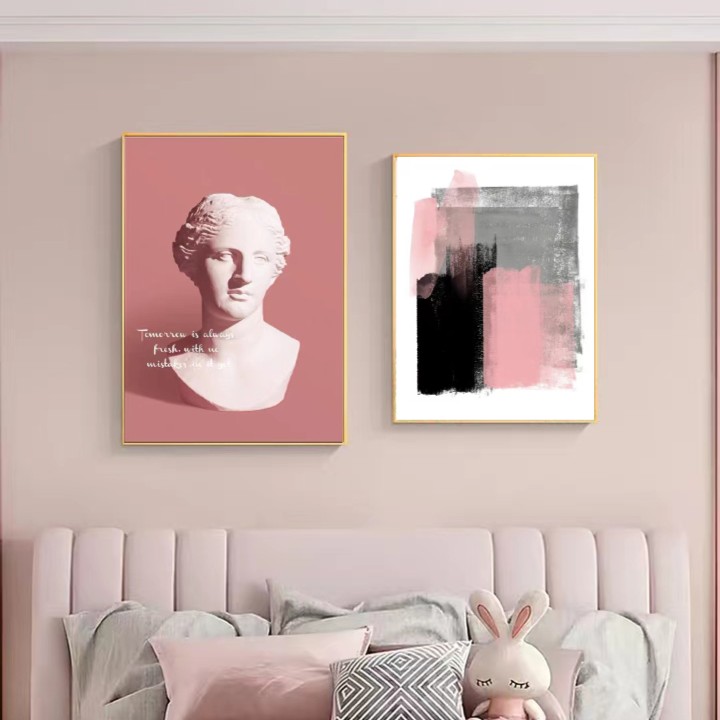 床头画北欧简约双联现代卧室装饰画女儿房装饰品主卧壁画玄关走廊
