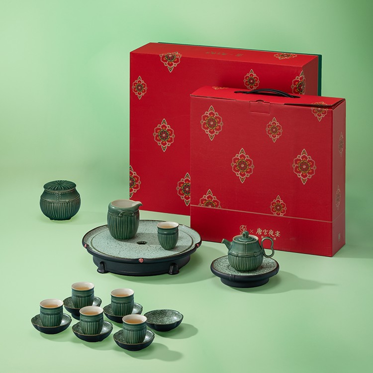 万仟堂功夫茶具套装家用中式轻奢高档茶杯套装2023新款唐宫茶宴