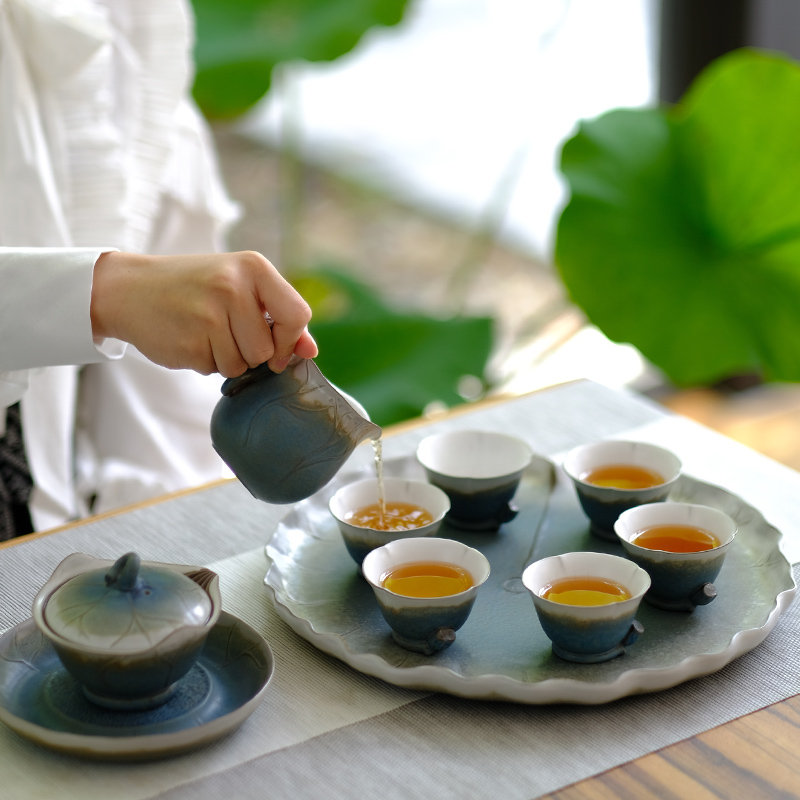 【万仟堂】秋荷一池02 简约中式送礼陶瓷功夫茶具围炉煮茶套装