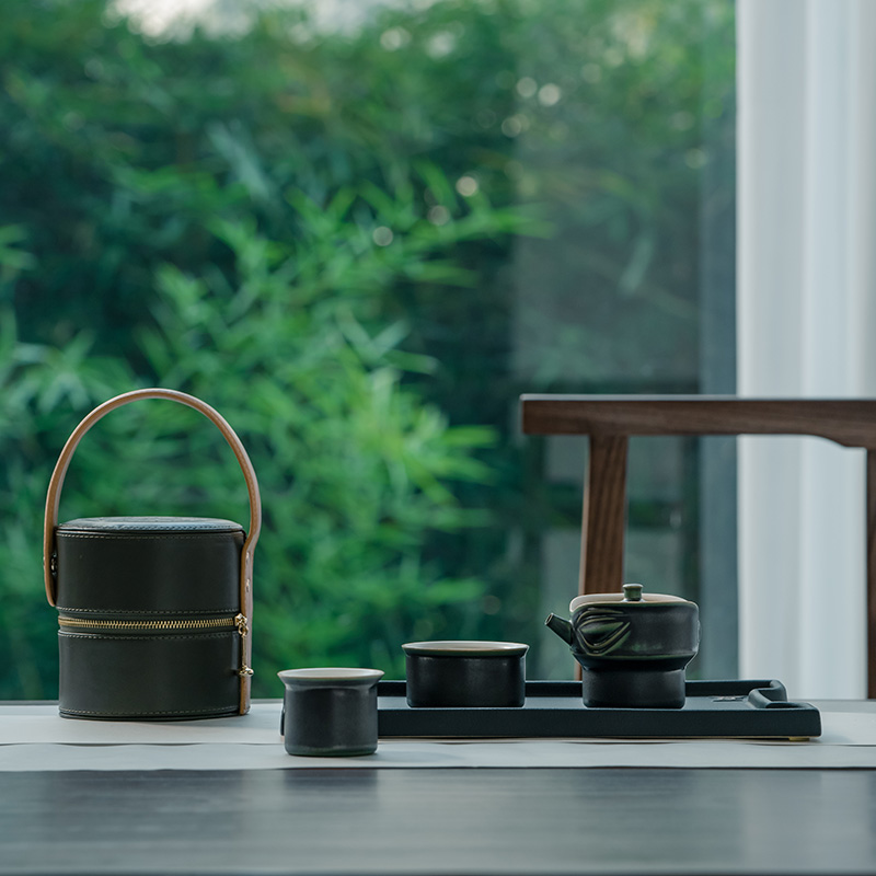 【万仟堂】三星堆陶瓷一壶二杯便携旅行茶具套装收藏复古创意快客杯