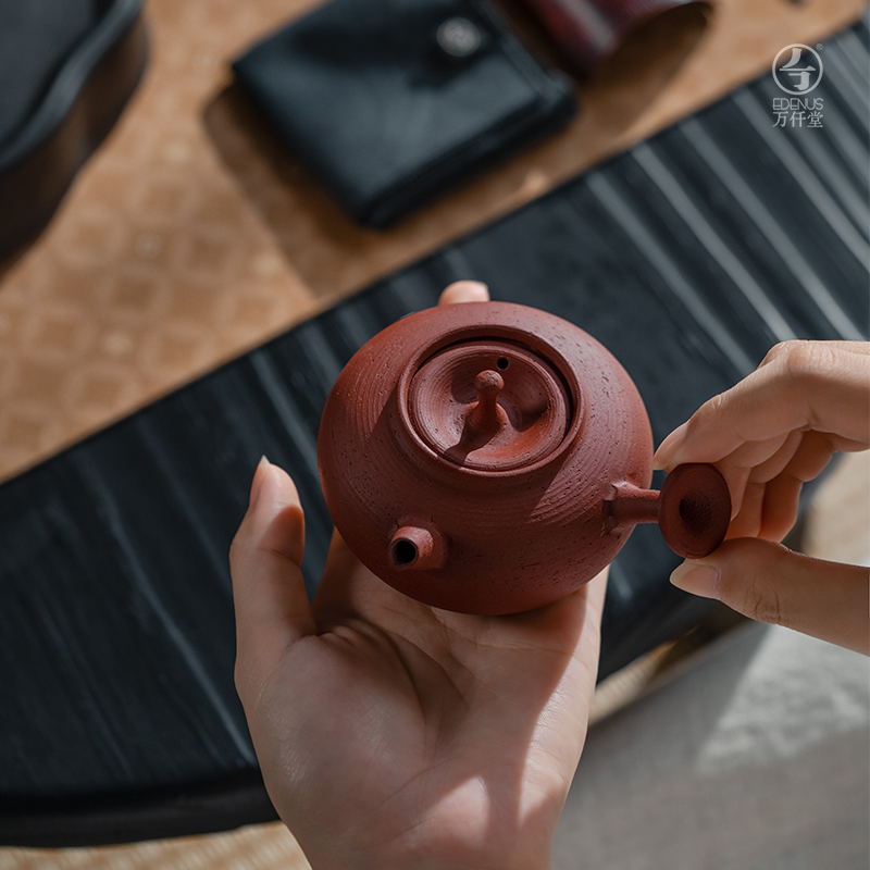 万仟堂朱泥紫砂壶纯手工可养单壶泡茶壶家用高档潮汕功夫茶壶听泉