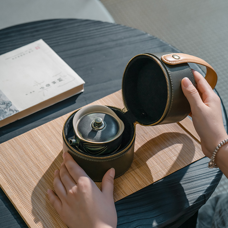 【万仟堂】三星堆陶瓷一壶二杯便携旅行茶具套装收藏复古创意快客杯