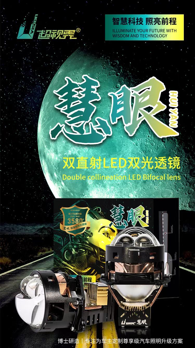 超视界慧眼双直射Led双光透镜，全国包邮包安装