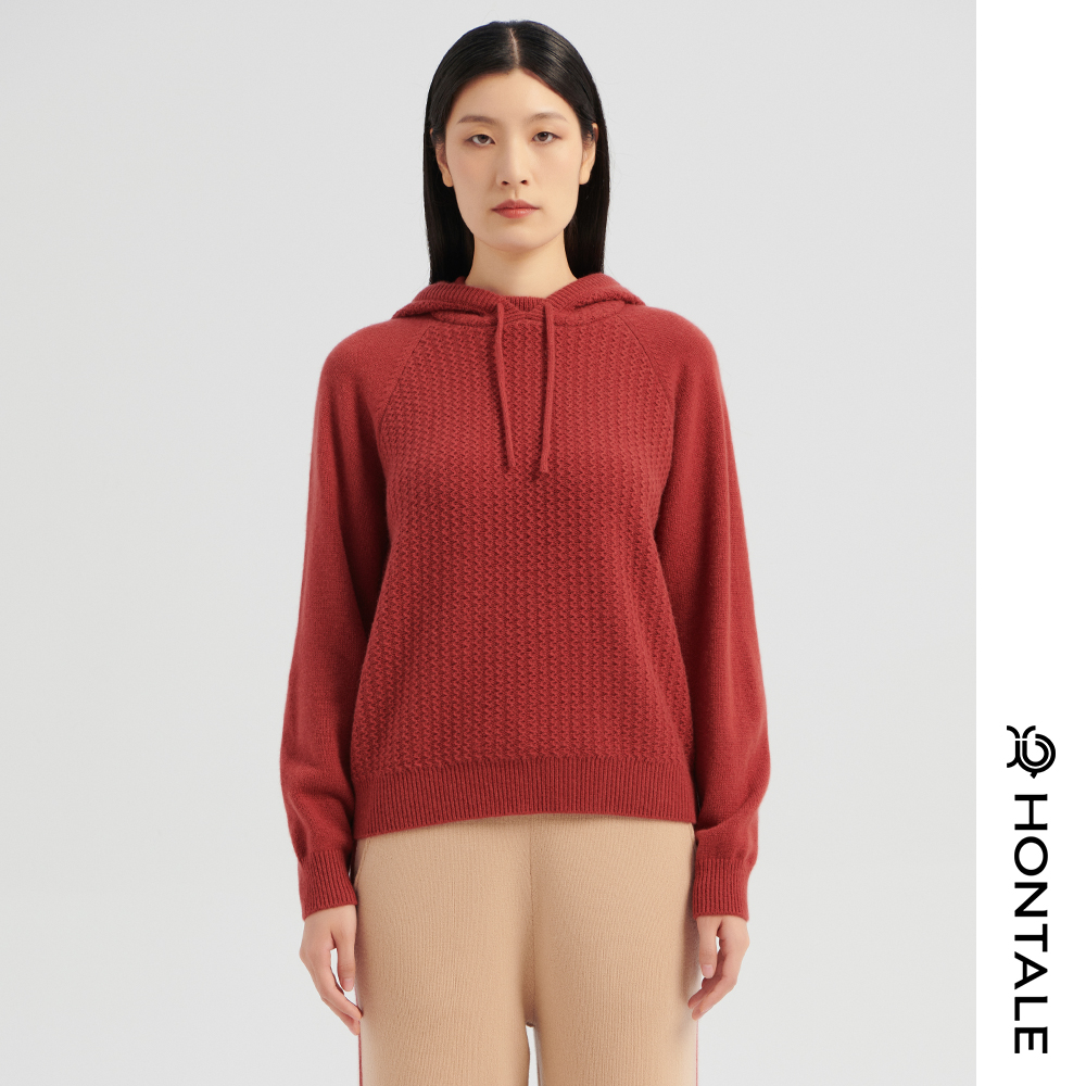 红太插肩袖女士针织连帽衫111WX512