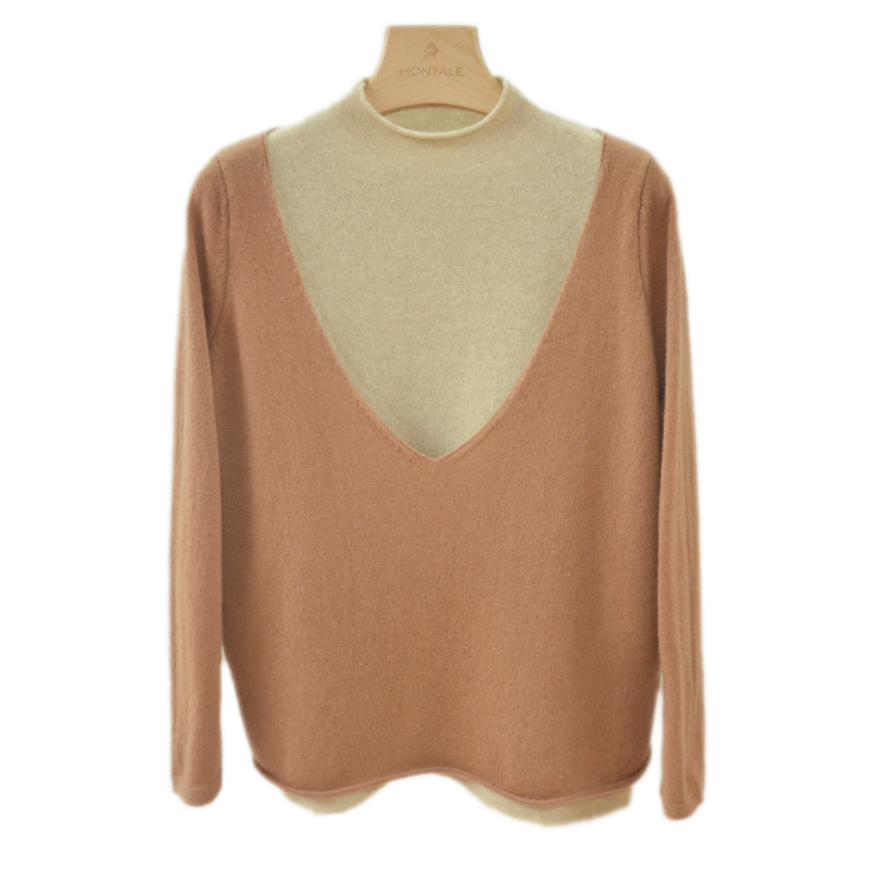 红太圆领假两件套衫121MW1069