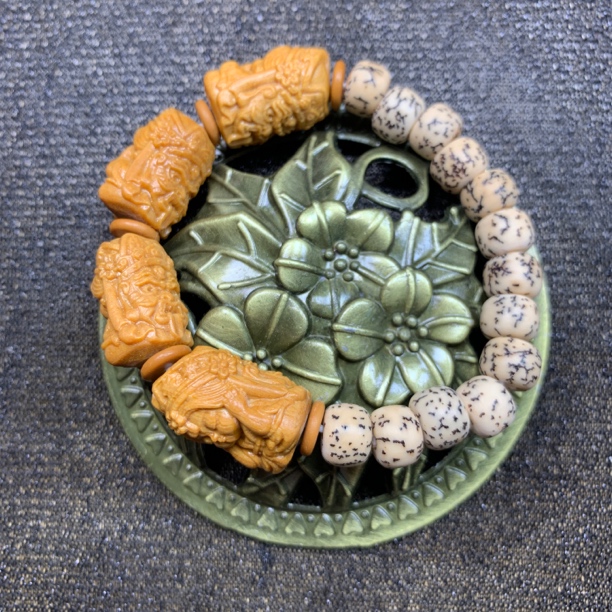 四不扎基，不闻不问，不思不视，搭配丝丝菩提，国风DIY手串