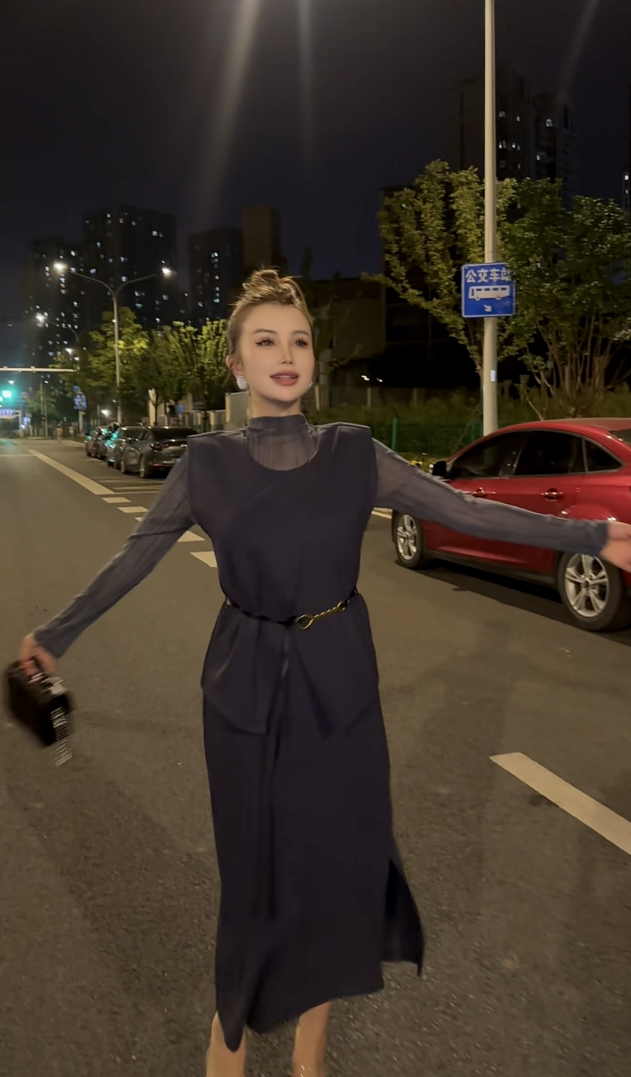 显瘦气质马夹半身裙打底三件套女春秋季时尚套装（送腰带，送内搭）