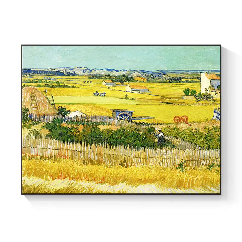 手工砂岩梵高丰收客厅沙发背景墙卧室餐厅玄关挂画6080