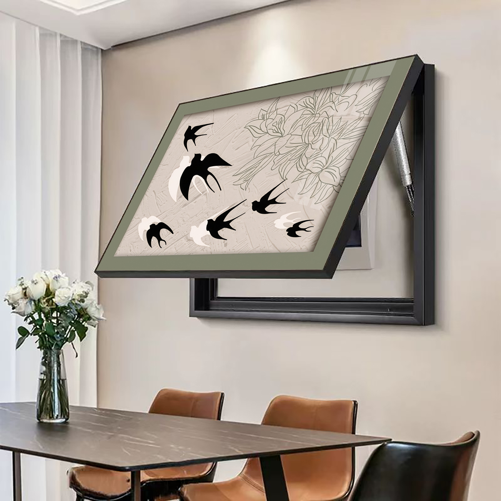 砂岩电表箱装饰画免打孔美拉德中古风遮挡箱5060