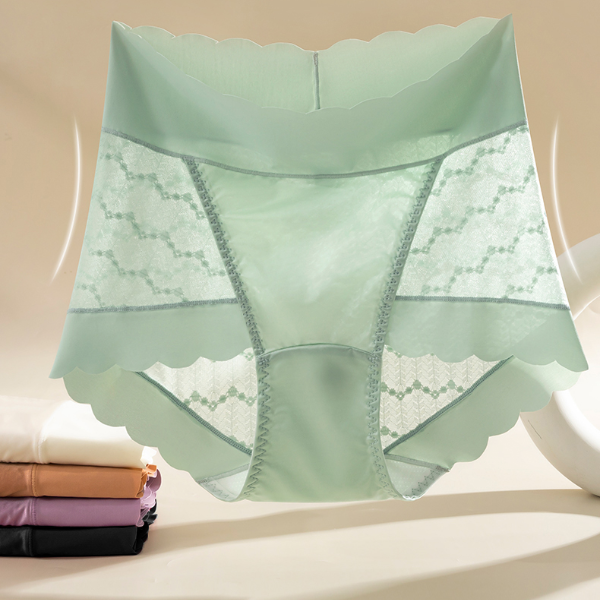 GOSO/香蜜闺秀性感高腰蕾丝无痕大包臀不卷边w桑蚕丝透气舒适内裤