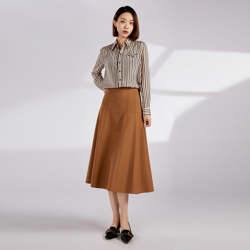 阿玛施AMASS轻职风气质时尚半裙高腰中长款百搭显瘦半身裙5200406