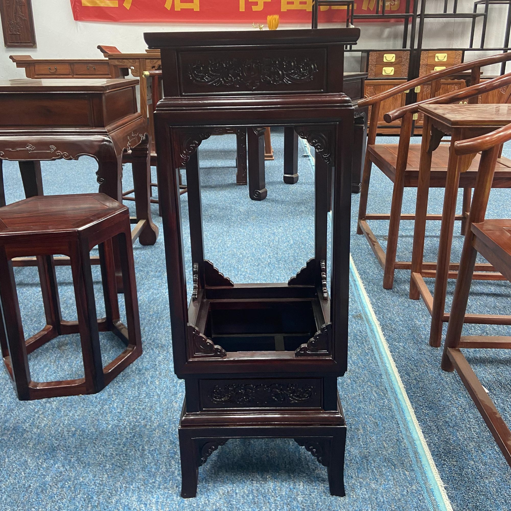 非洲酸枝灯笼花架红木家具