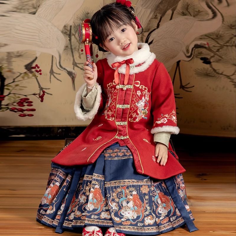 琼仔童装女童汉服春秋民族风国风拜年服中国风古风新款爆款幼儿